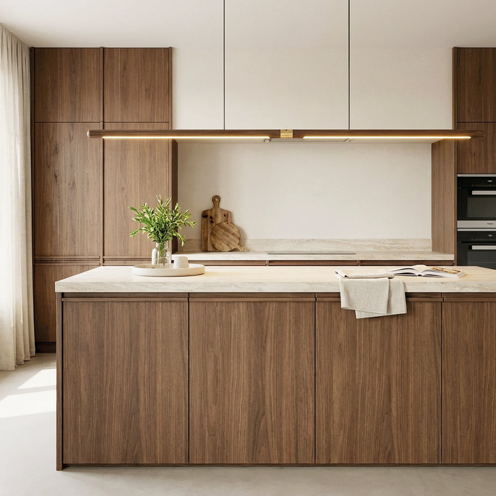 Extended Linear Suspension Light Modern LED Solid Wood