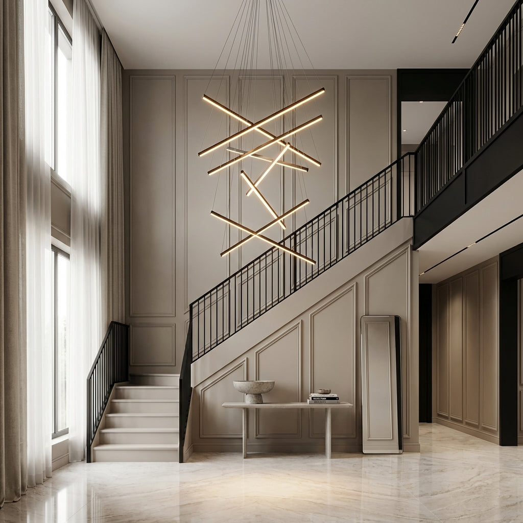 Modern LED Stripes Linear Chandelier Dimmable