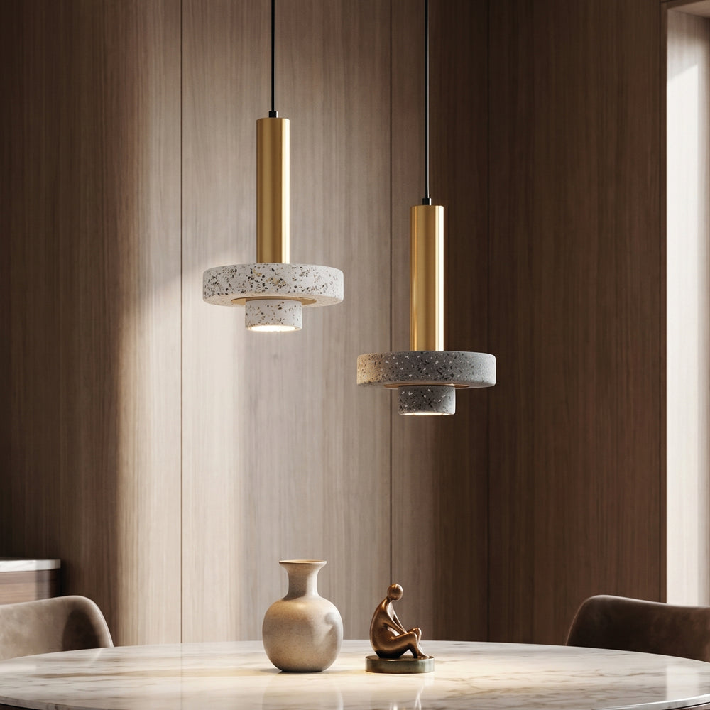 Natural Marble Stone Aluminum Pendant Light