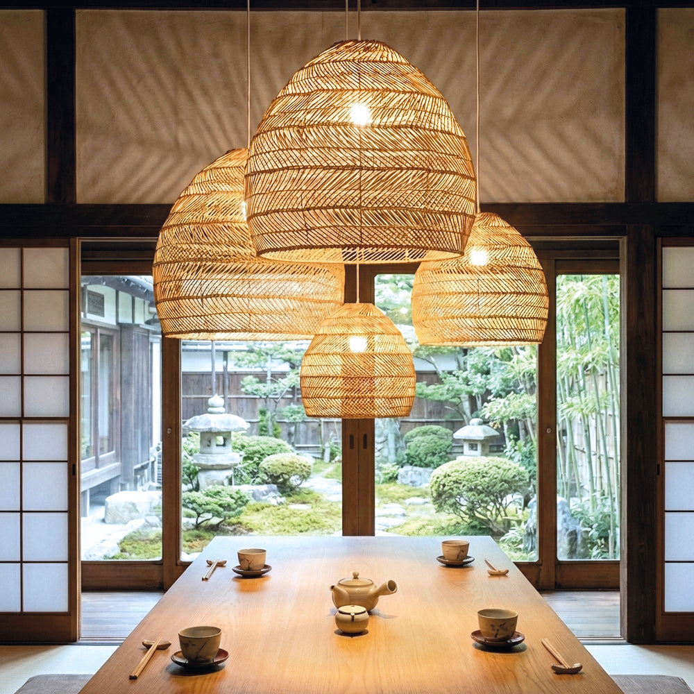 Japanese Serenity Bamboo Shade Pendant Lamp