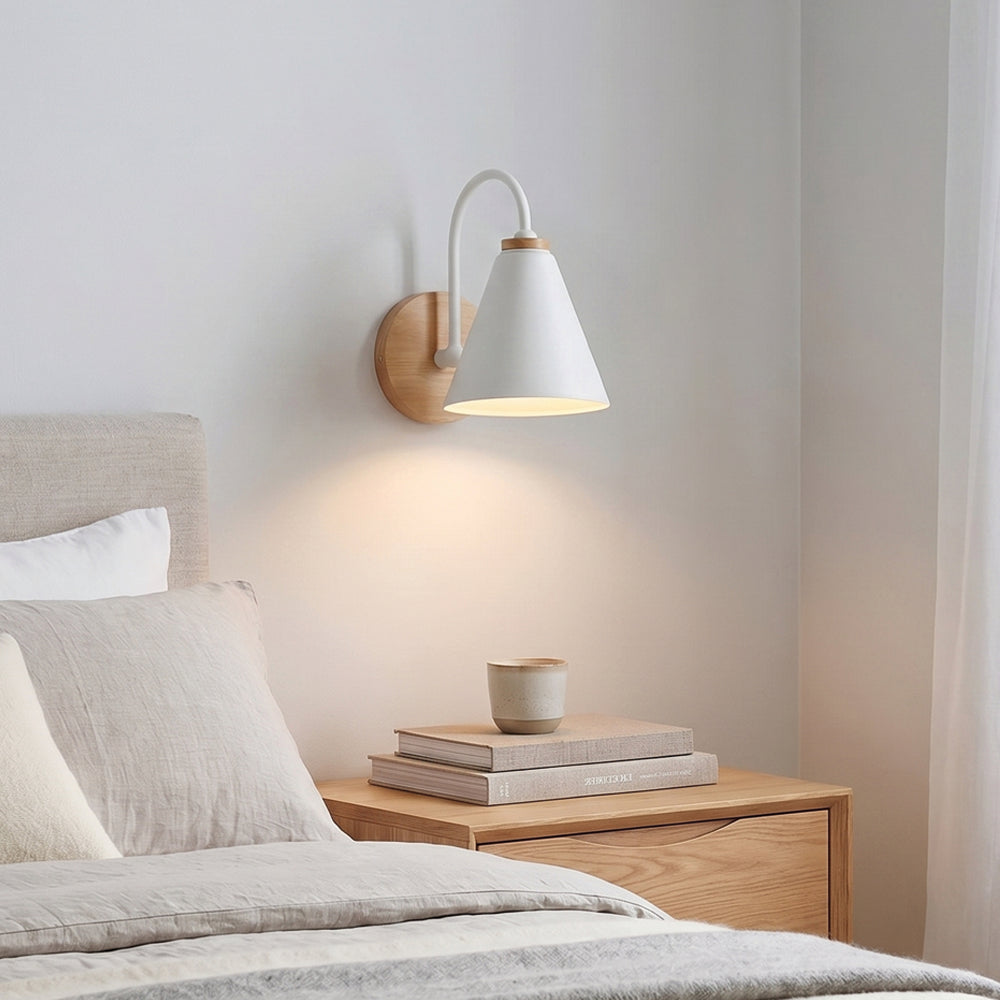 Wooden LED Curved Iron Wall Lamp