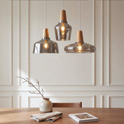 Antique Glass Coated Wood Pendant Lights