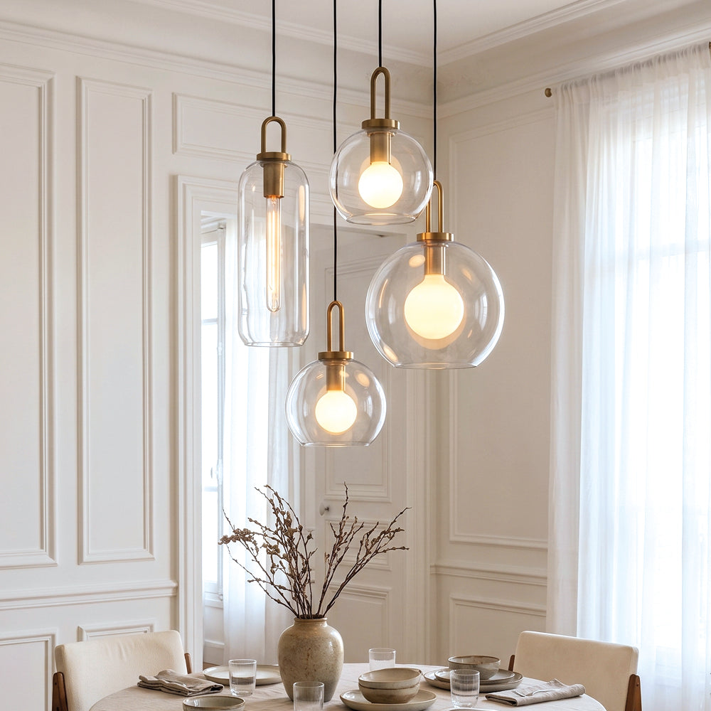 Sphere Glass & Cylindrical Edison Glass Pendant
