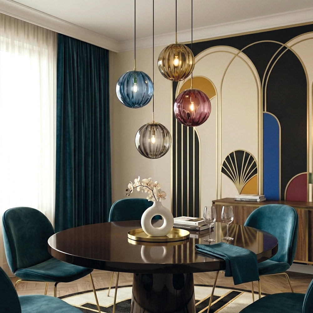 Glass Ball Colored Pendant Light