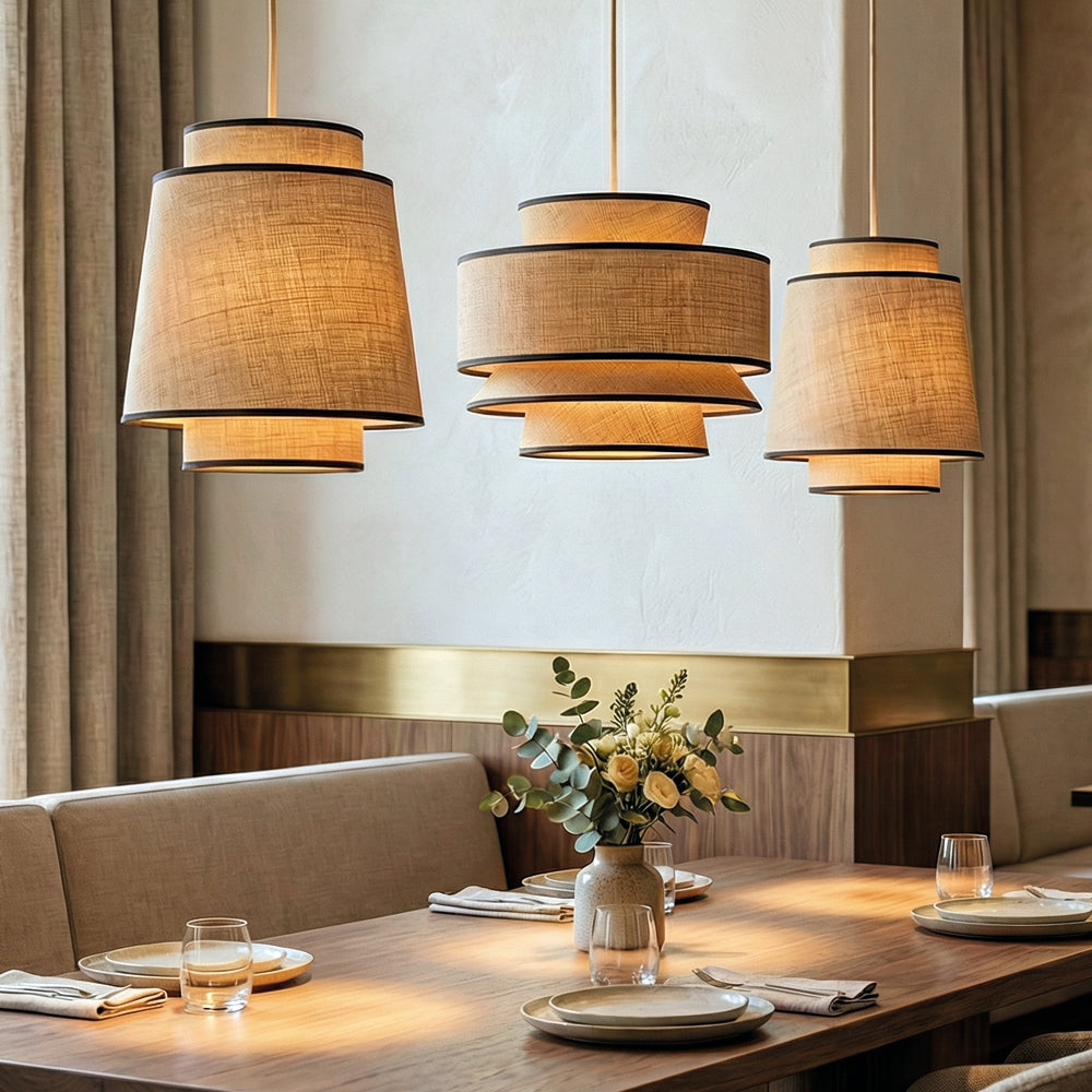 Contemporary LED Rattan Pendant Lights