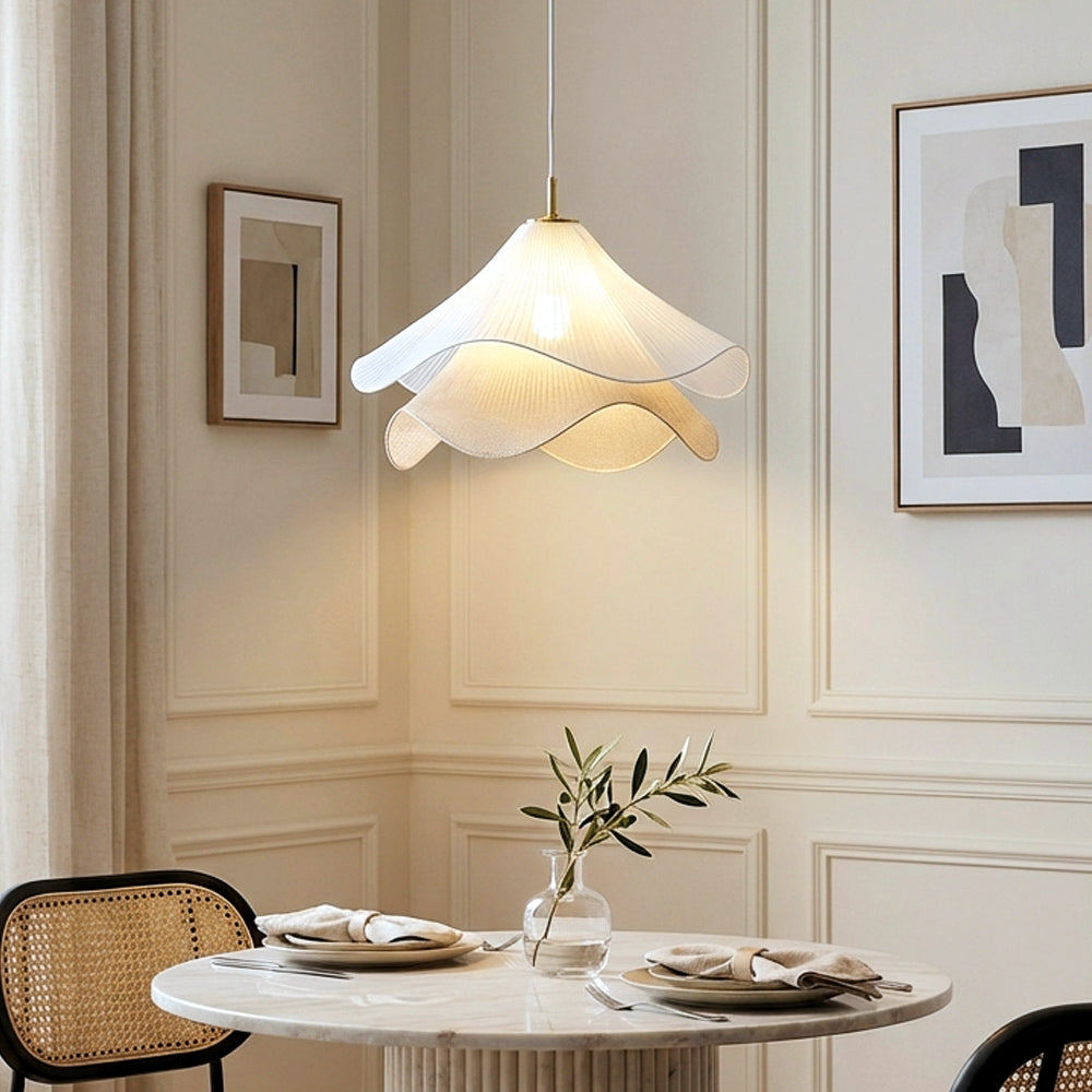 Nordic French Art Pleated Fabric Petal Chandeliers