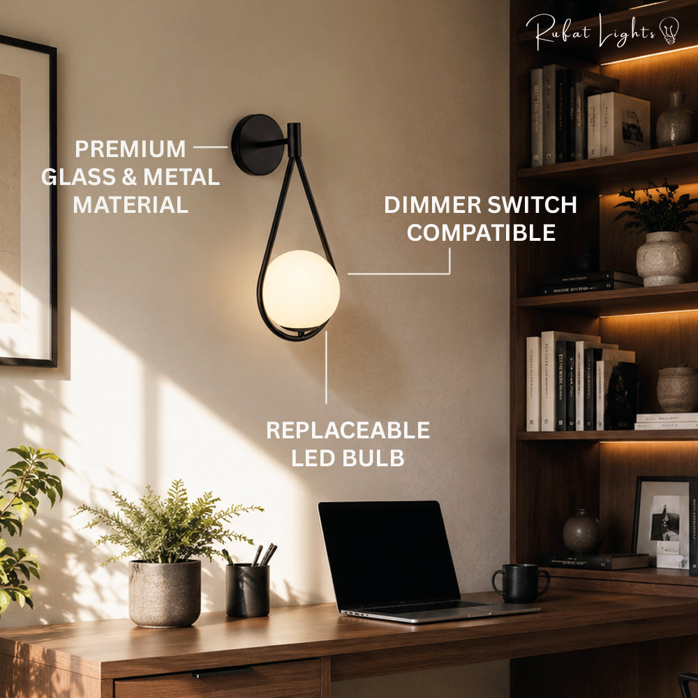 Metal Casing Glass Ball Wall Light