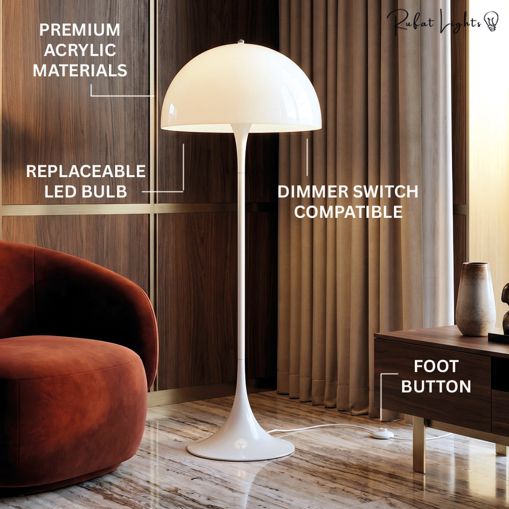 Panthella Acrylic White Mushroom Floor Lamp