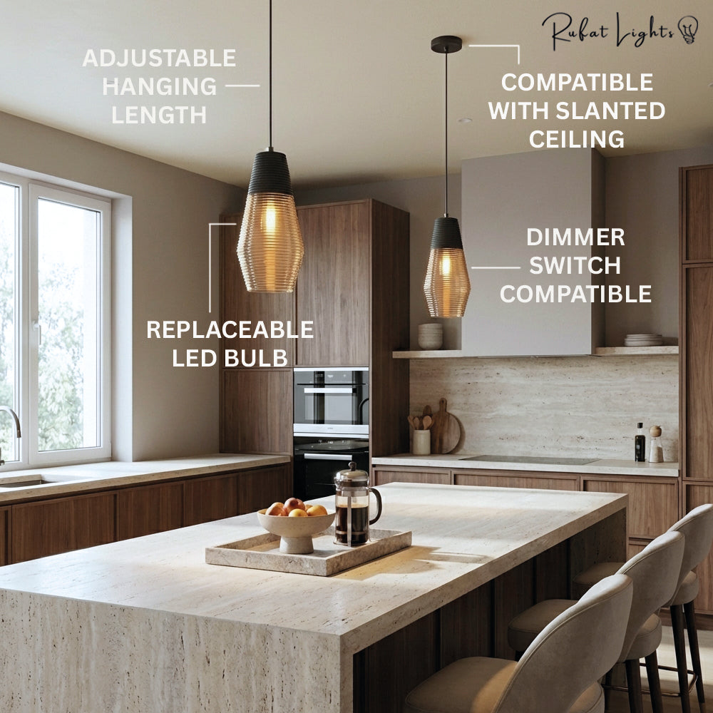 Vintage Stripe Glass Pendant Lights