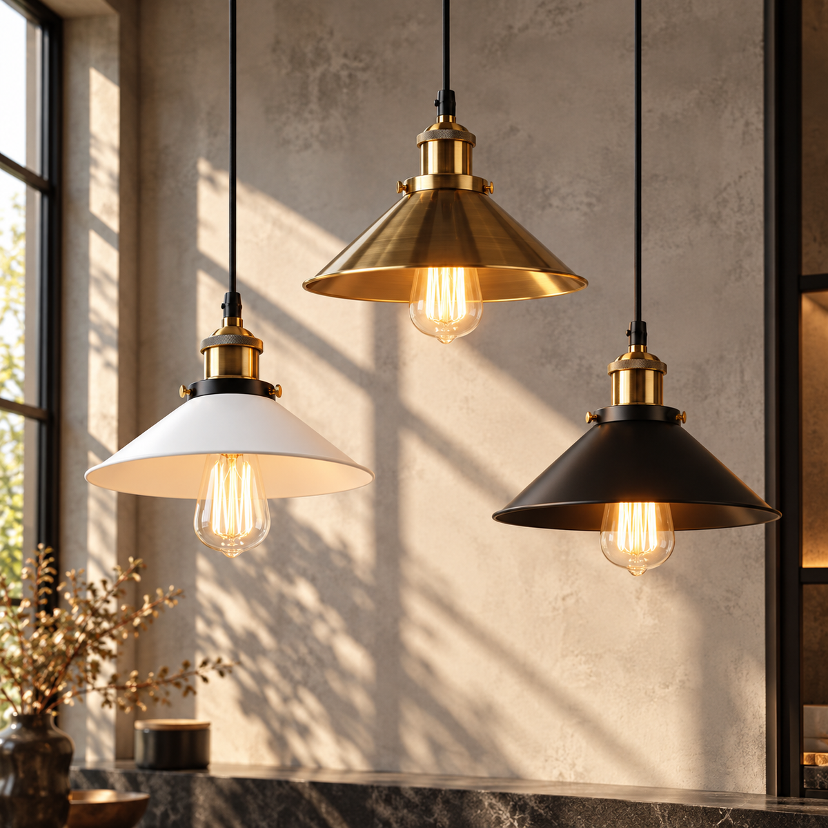 Brass Iron Plated Industrial Pendant Light