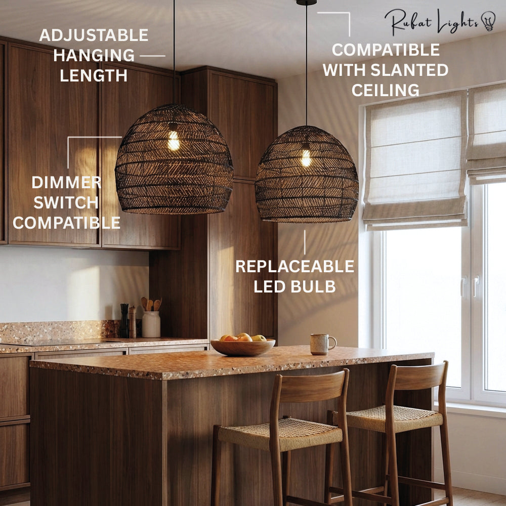 Japanese Serenity Bamboo Shade Pendant Lamp