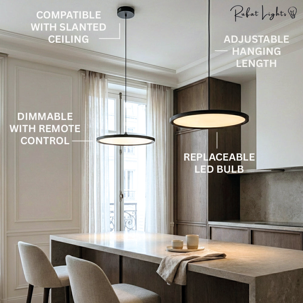 Round Metal Disc LED Pendant Lights