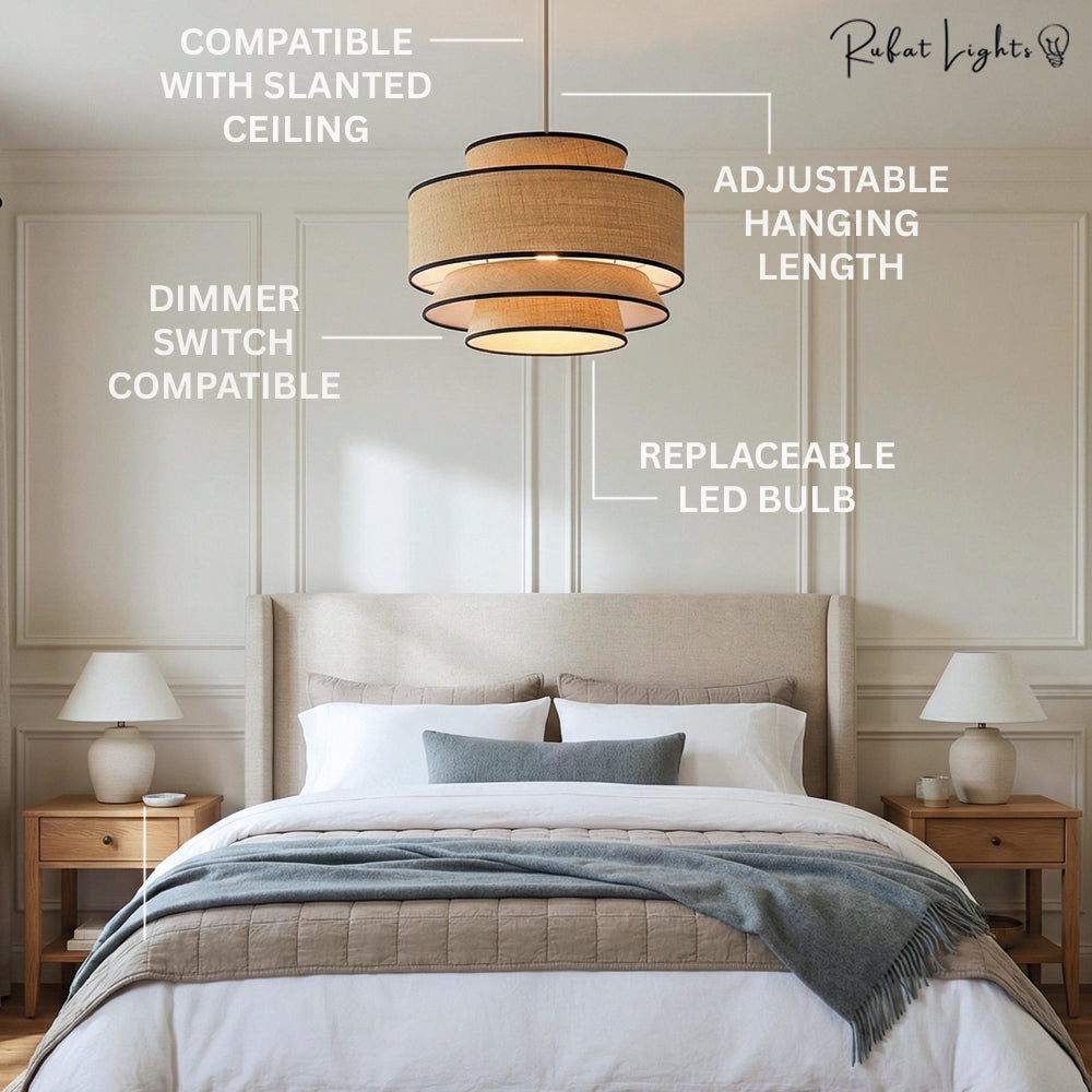 Contemporary LED Rattan Pendant Lights