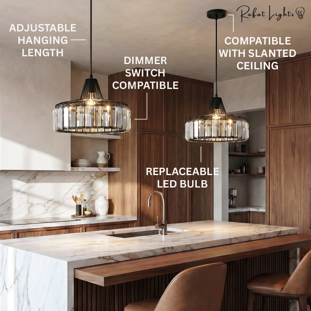 Contemporary Circular Crystal Pendant Light