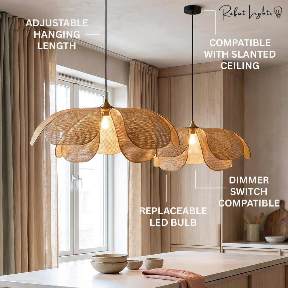 Rattan Flower Handmade Pendant Light