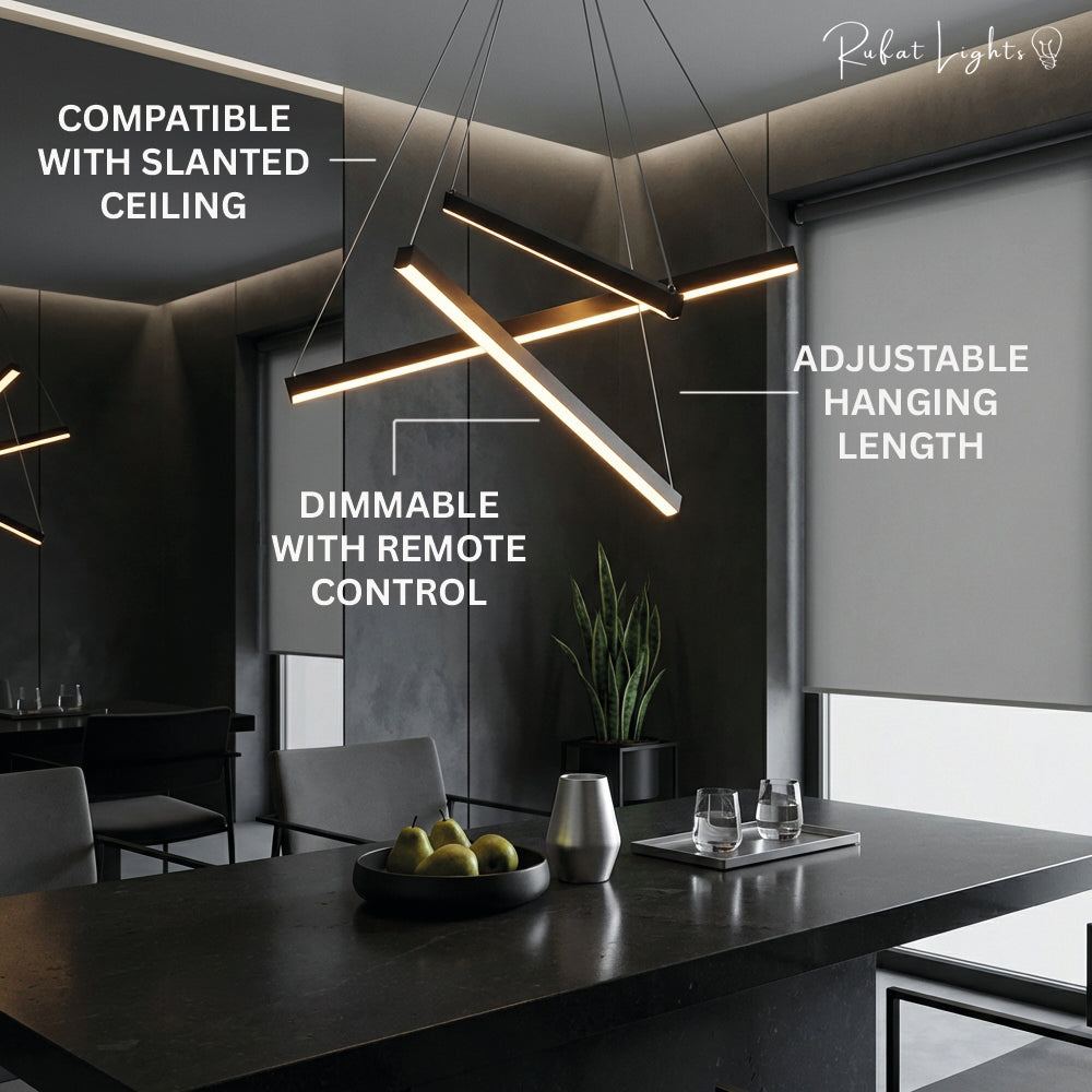Modern LED Stripes Linear Chandelier Dimmable