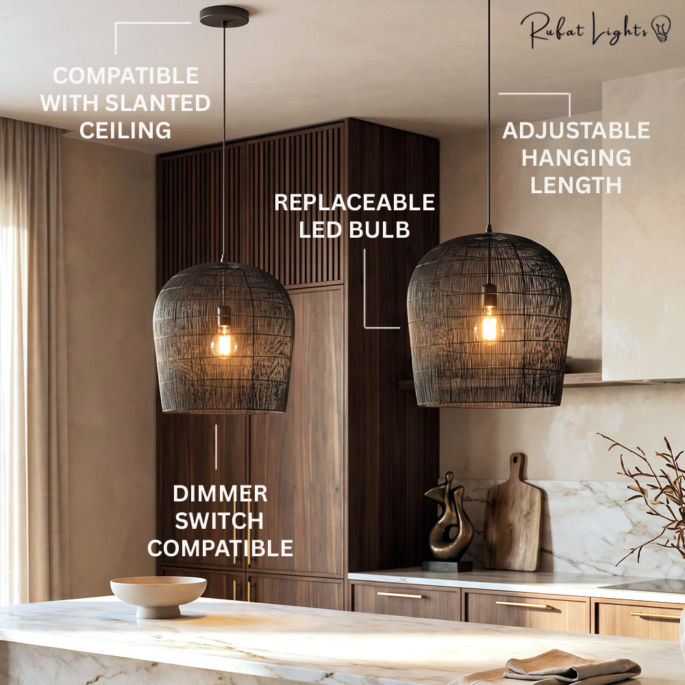Japanese Wabi Sabi Wind Handmade Rattan Pendant Light