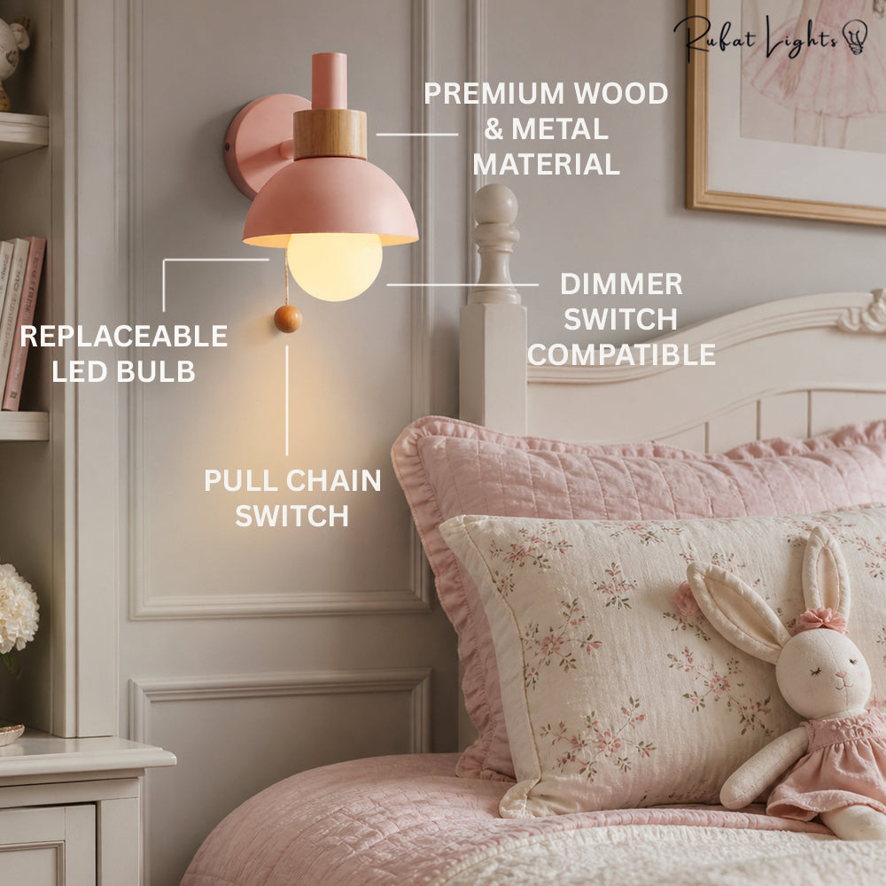 Colorful Wood Globe Wall Lamps