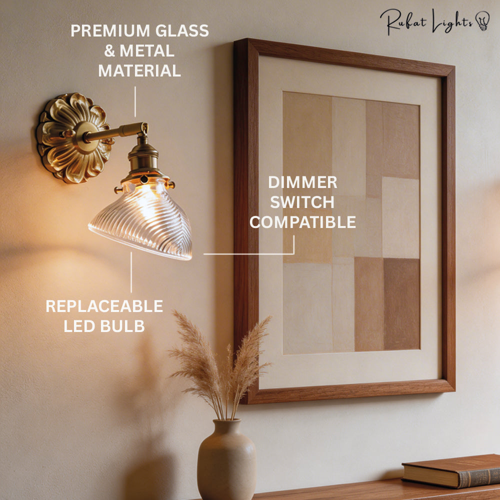 Copper Wandlamp Sconce Glass Wall Light
