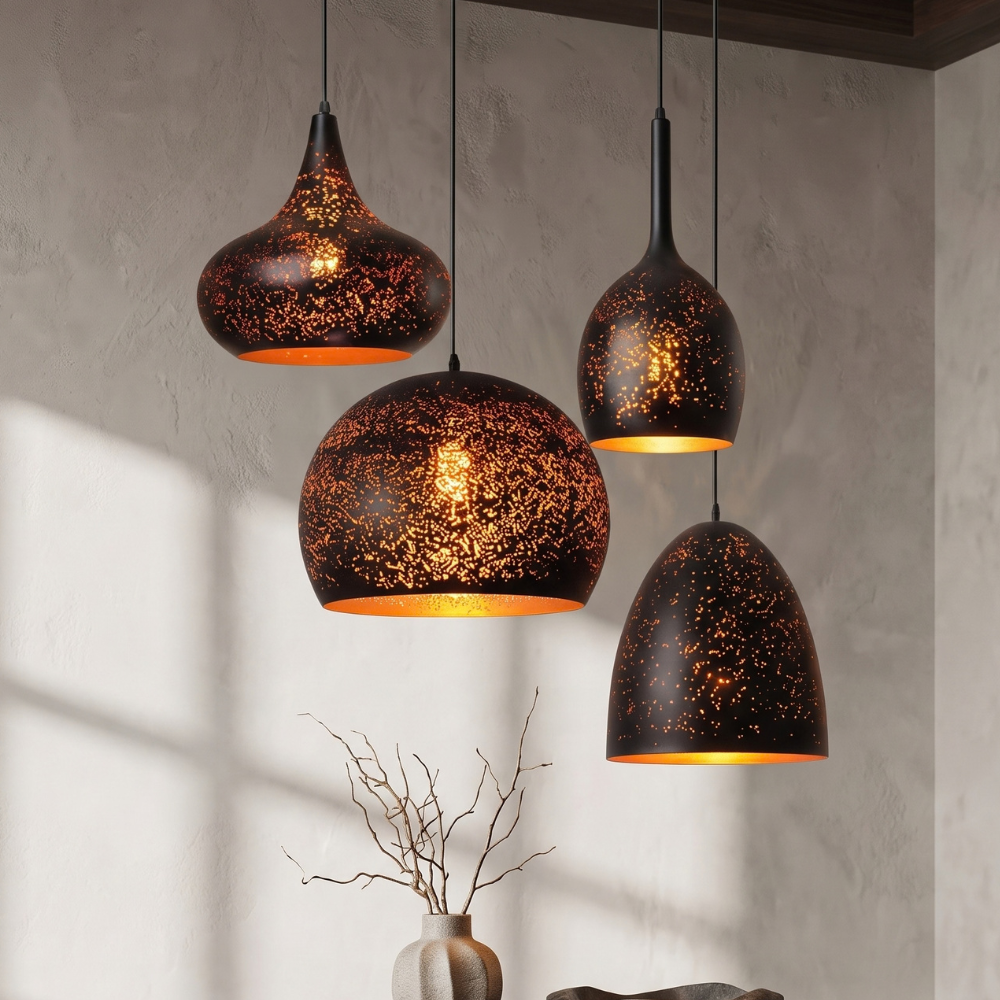 Vintage Etch Shade Metal Pendant Light