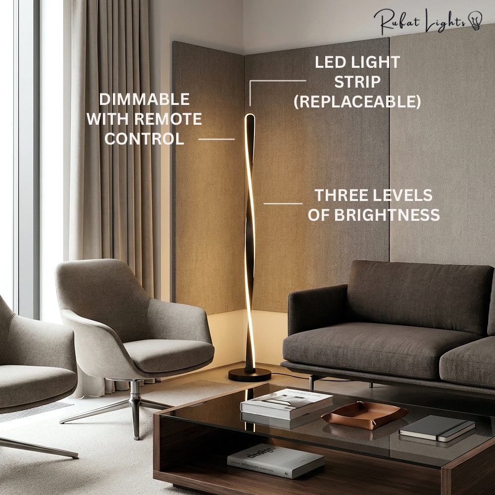 Modern Spiral Long Line Dimmable Floor Lamp