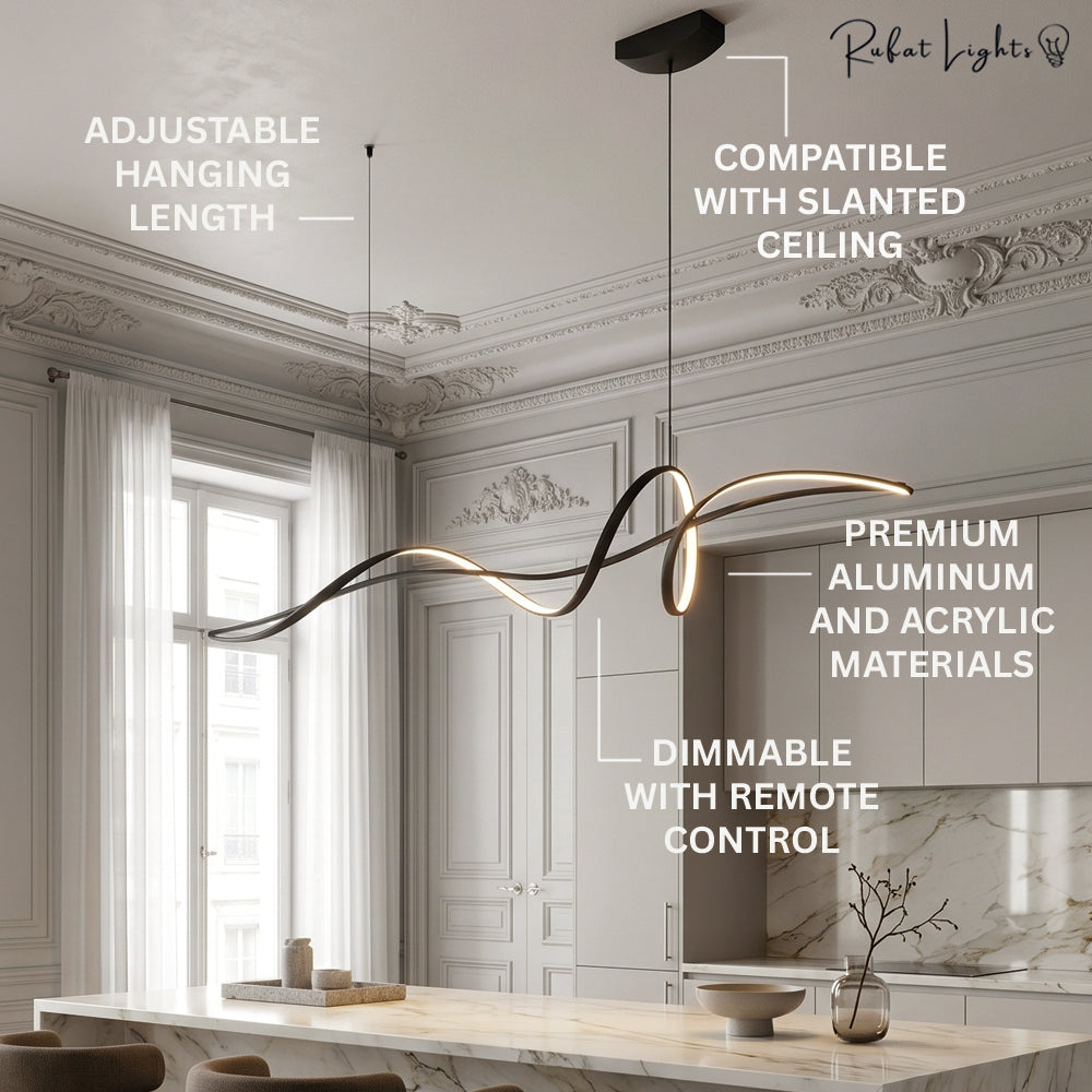 Aluminum Ribbon Shape LED Chandelier