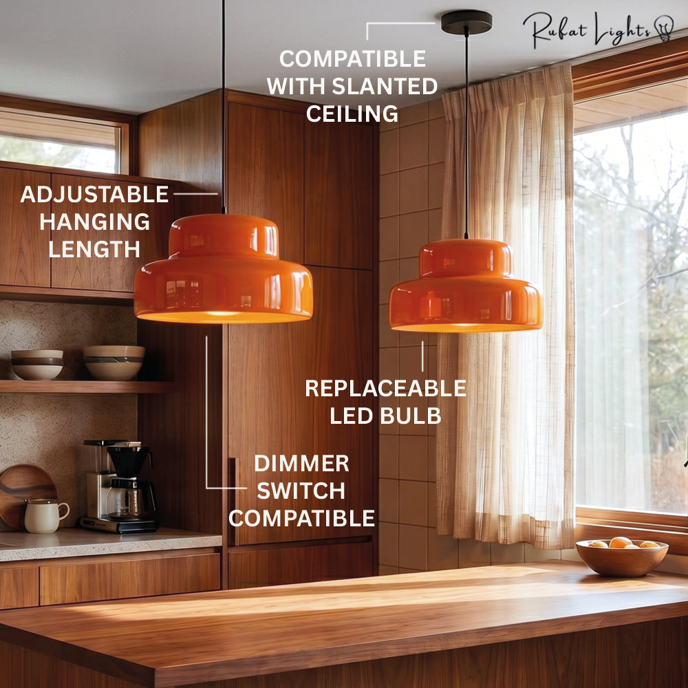 Nordic Vintage Orange Ceiling Pendant Light