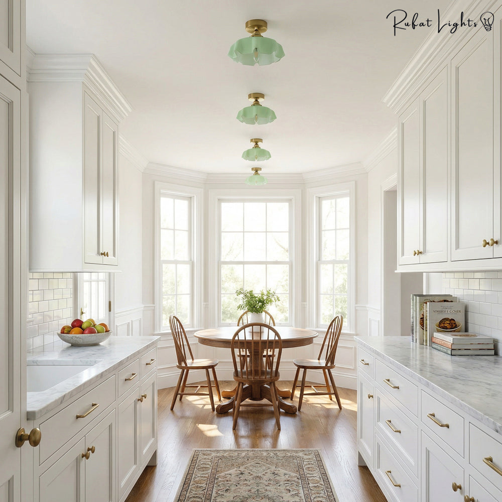 French Glass Floral Pendant Light