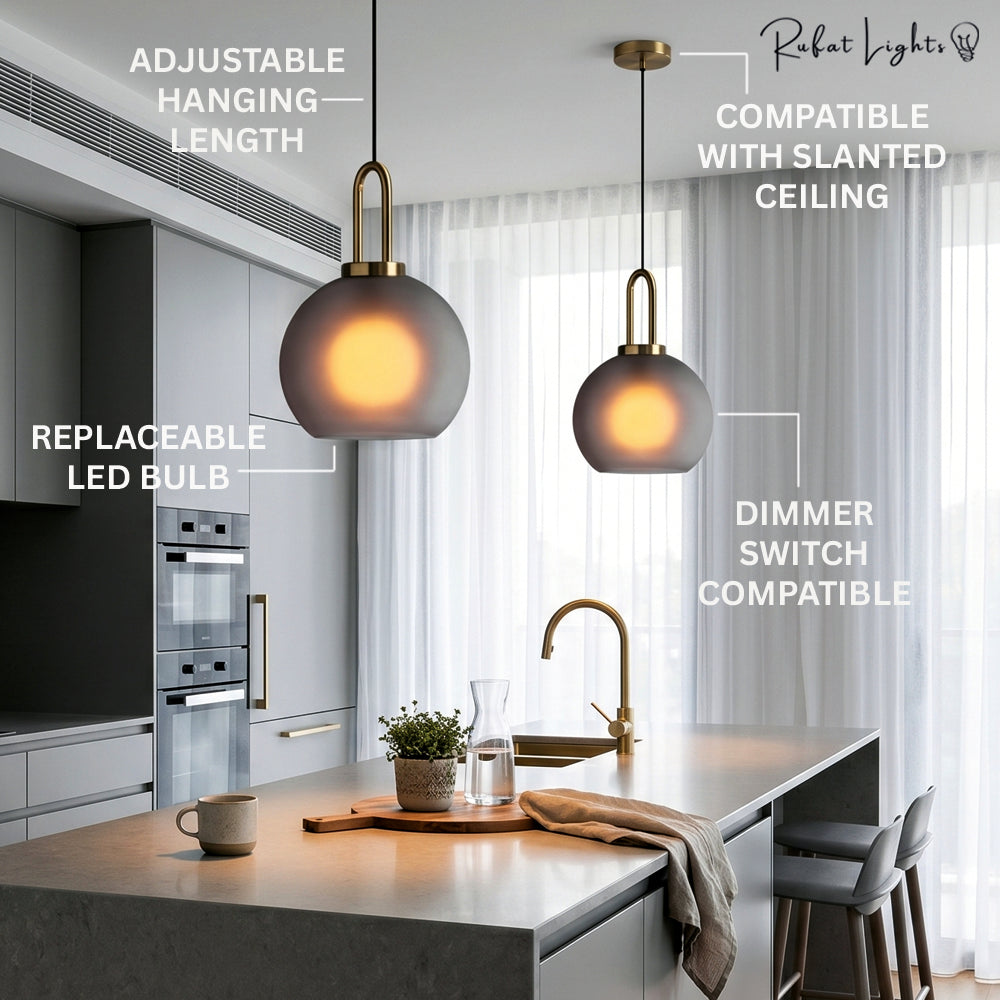 Sphere Glass & Cylindrical Edison Glass Pendant