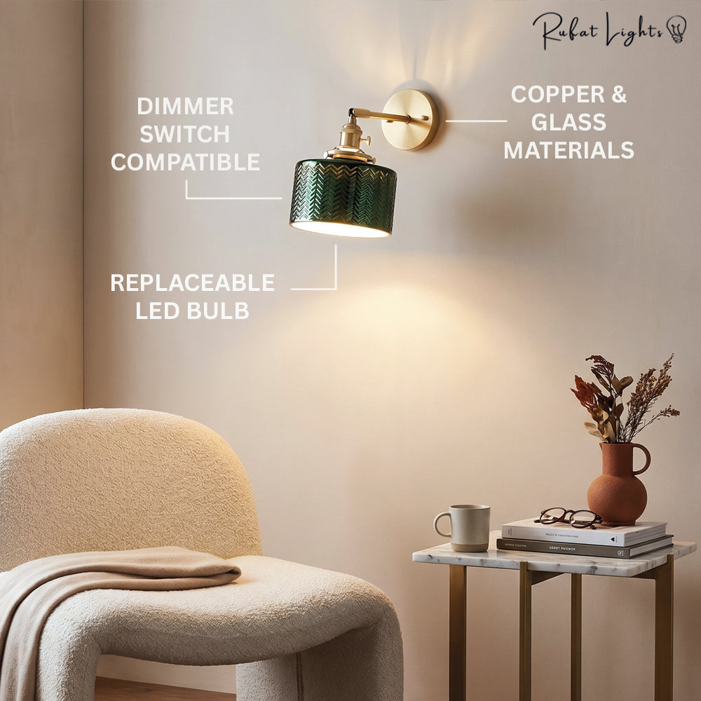 Contemporary Cylindrical Glass Wall Lamp