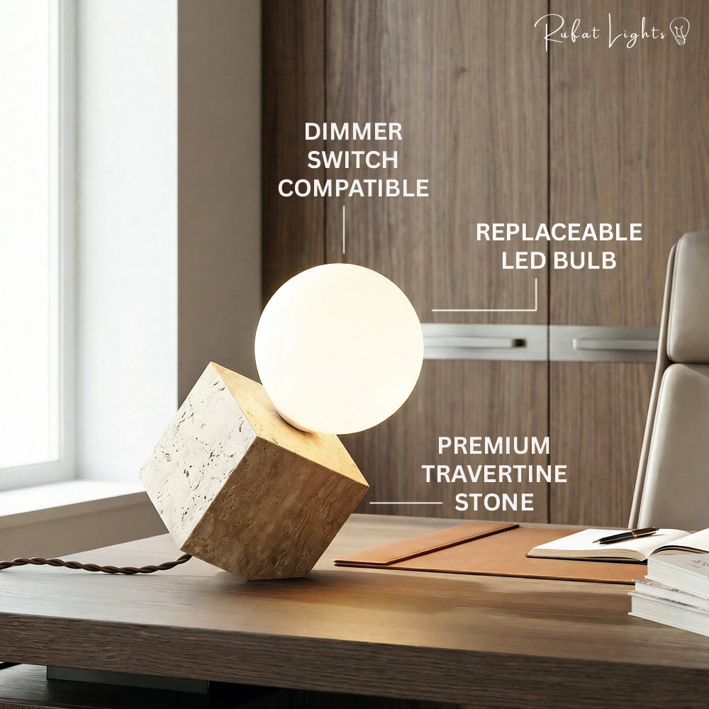 Modern Travertine Table Lamp