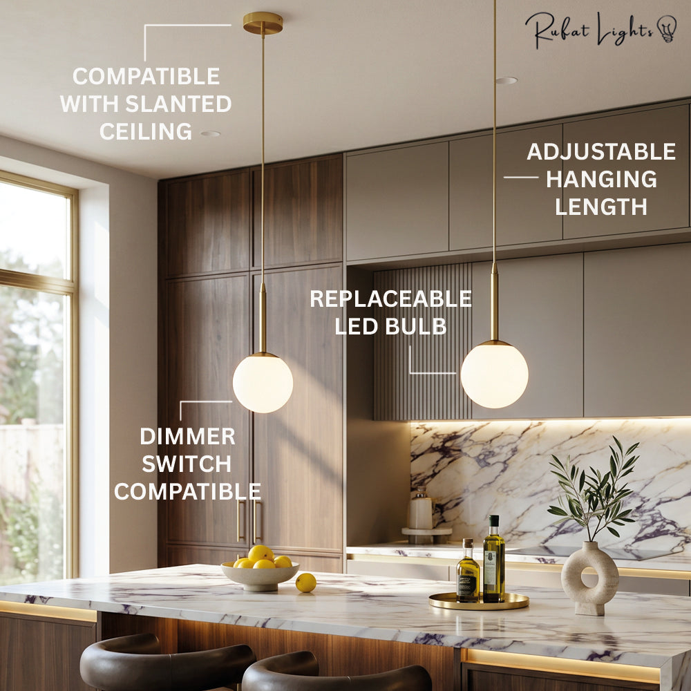 Coppery Glass Ball Pendant Light