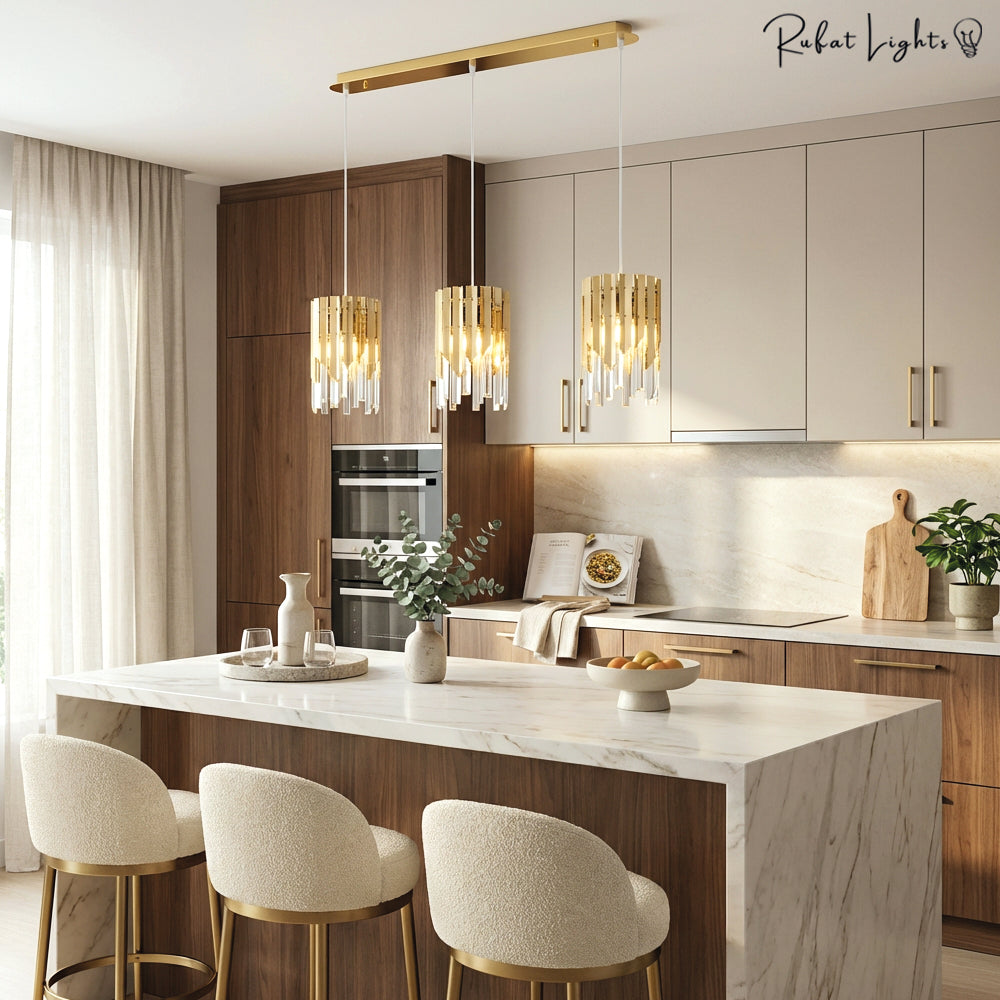 Modern Crystal K9 Round Gold Chandelier