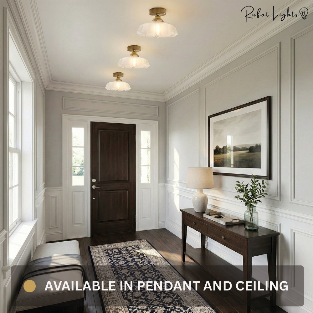 French Glass Floral Pendant Light