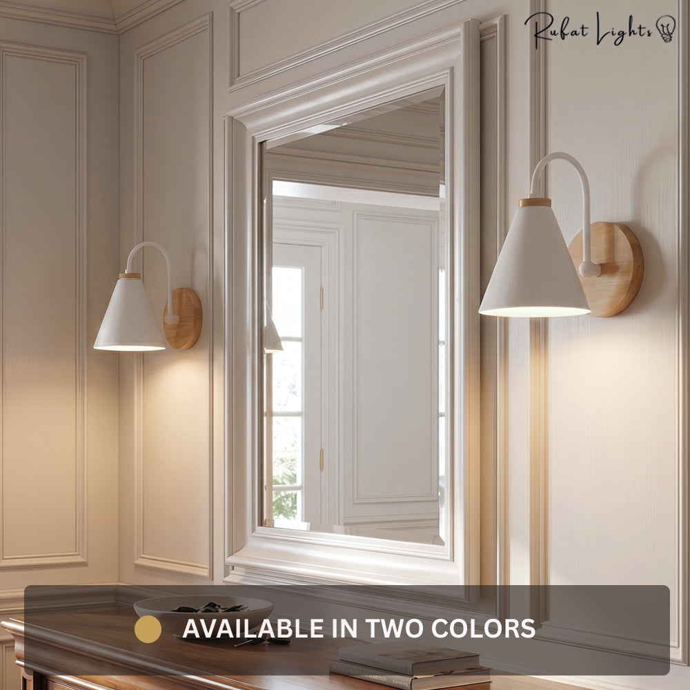 Wooden LED Curved Iron Wall Lamp
