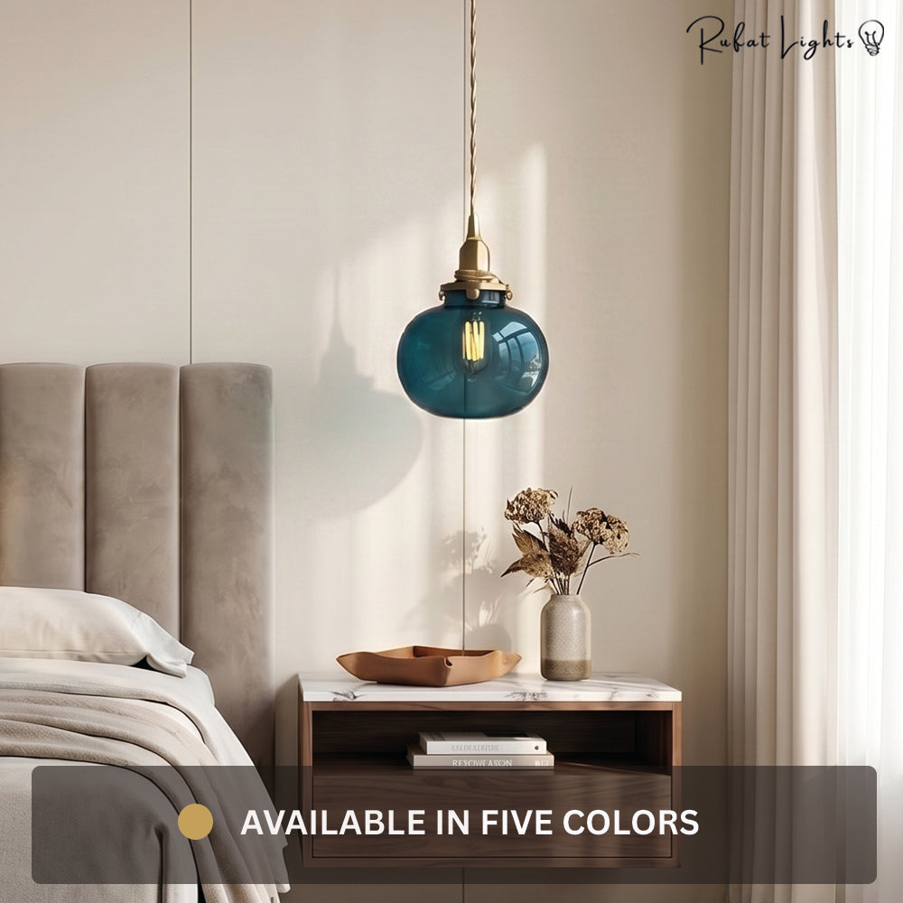 Japanese Style Retro Brass Glass Pendant Lamp