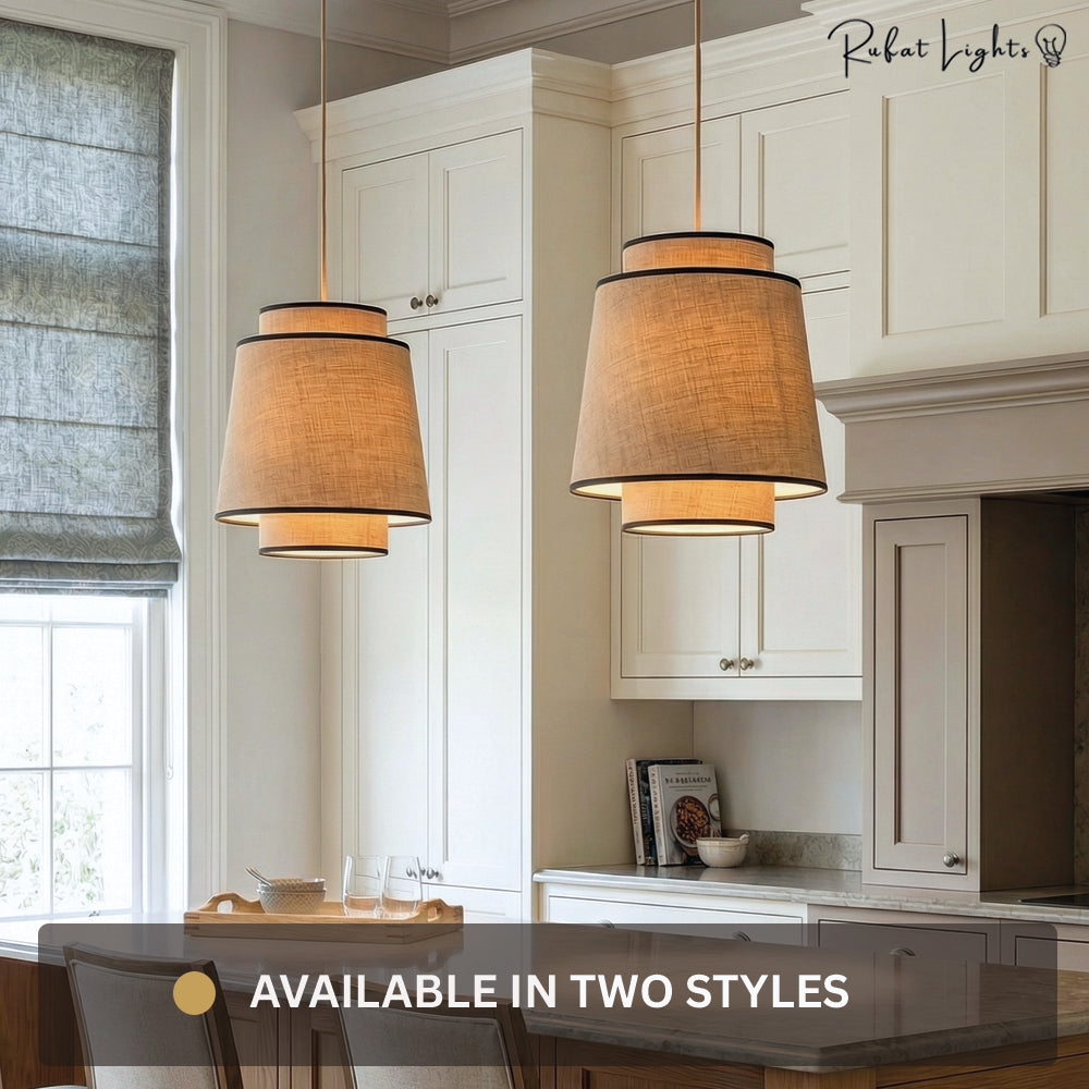 Contemporary LED Rattan Pendant Lights