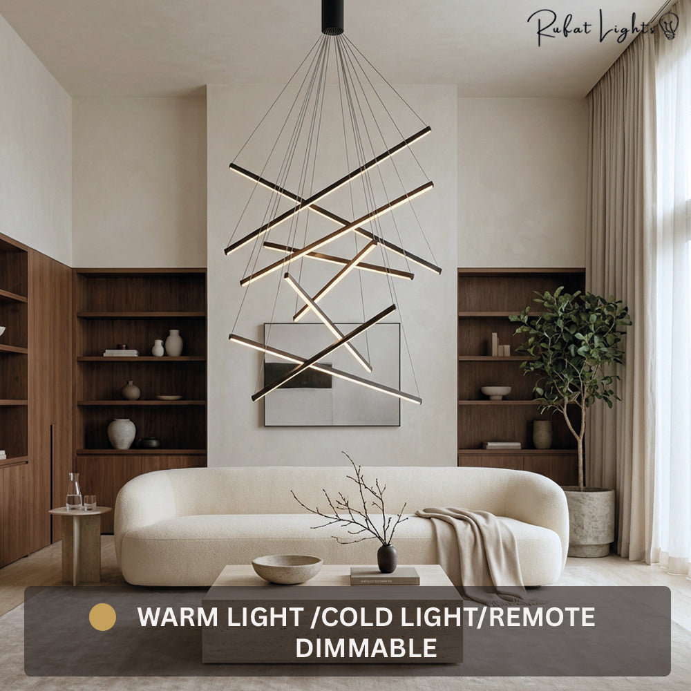 Modern LED Stripes Linear Chandelier Dimmable