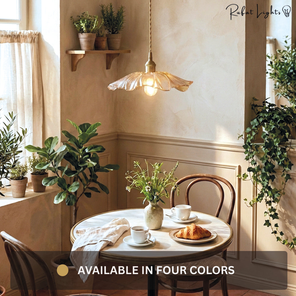 Vintage Floral Glass Pendant Light