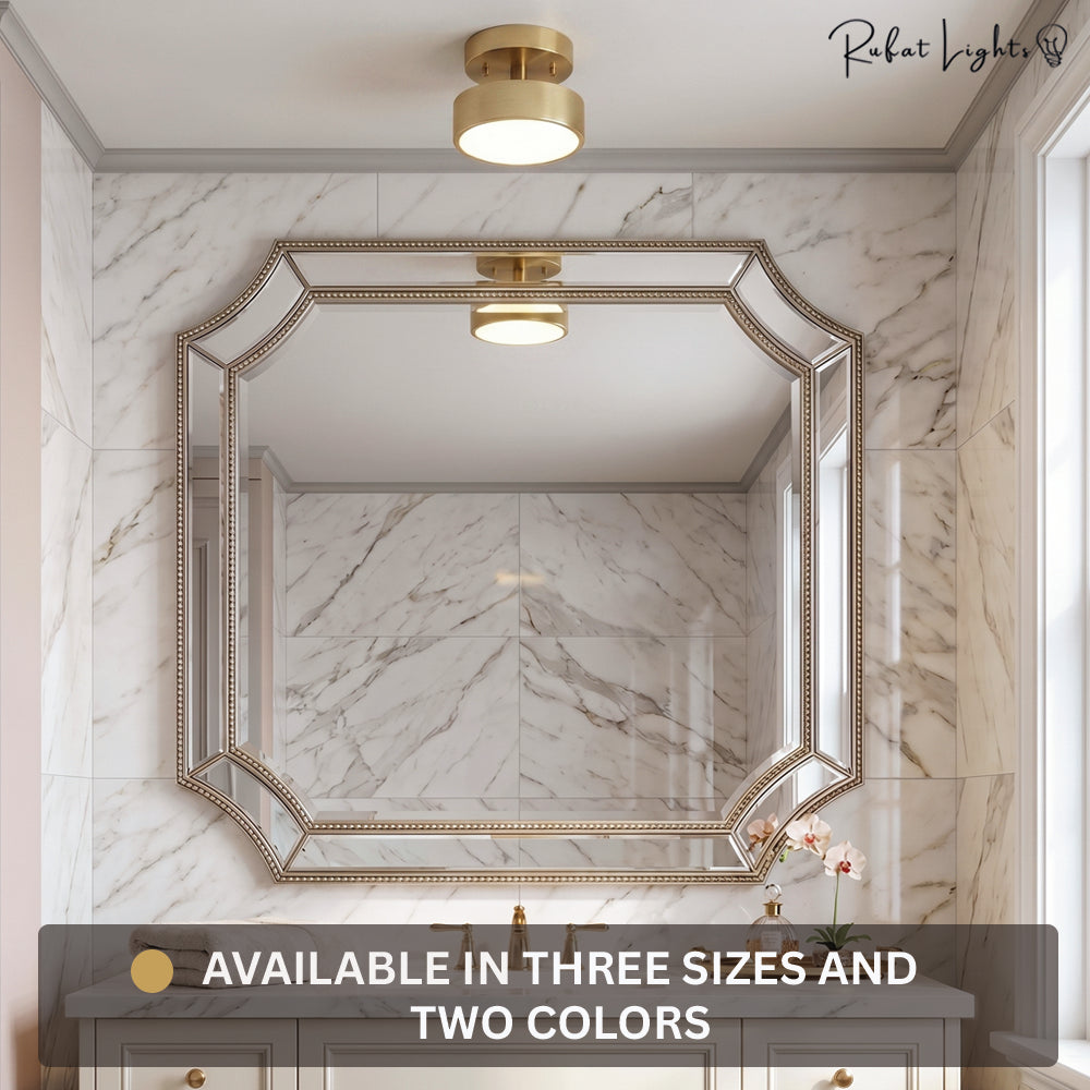 Round Copper Golden Ceiling Lamp