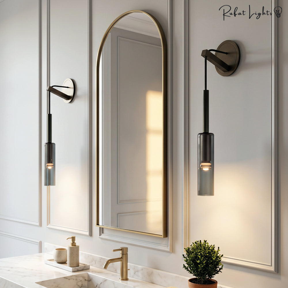 Luxury Tube Smoked Glass Wall Lamp