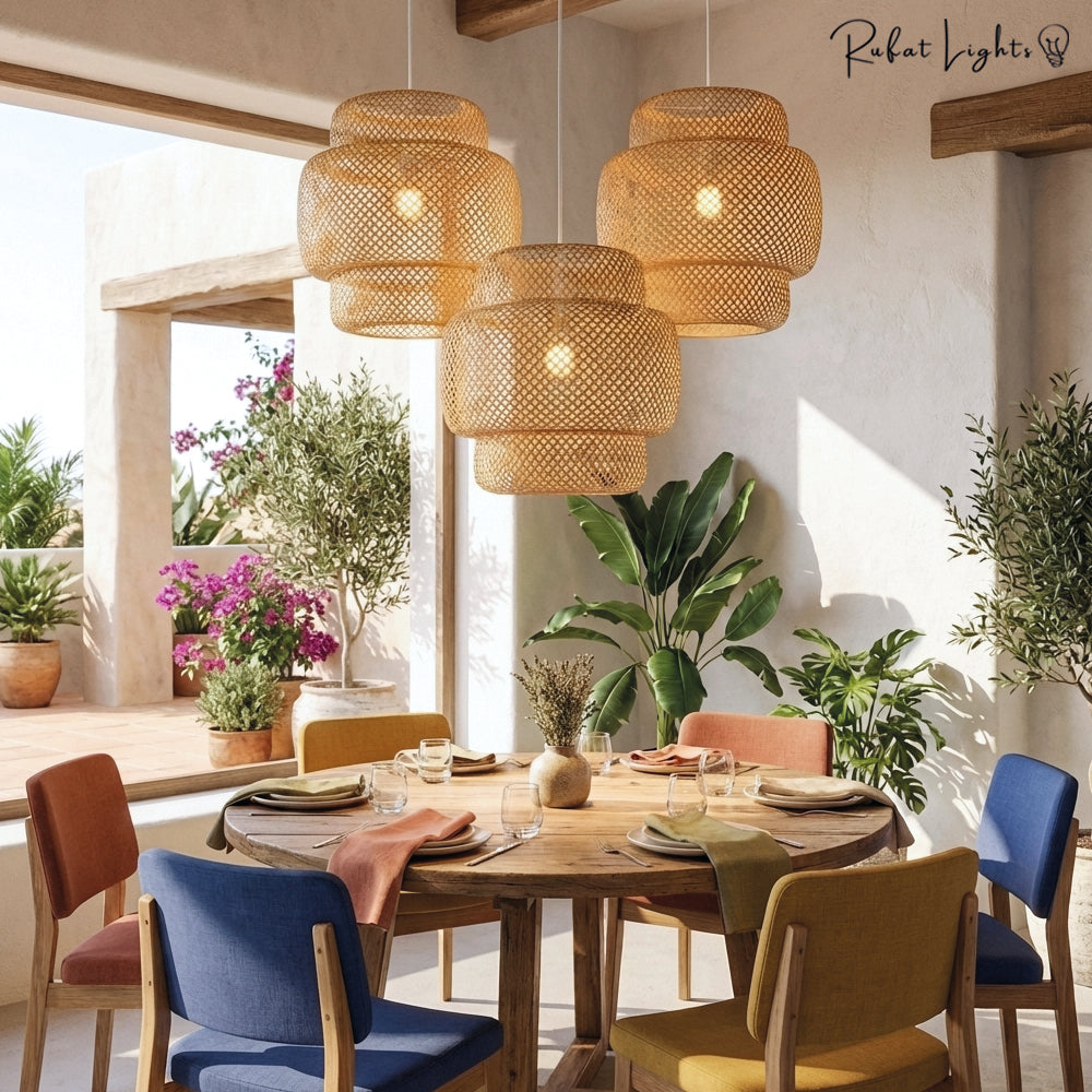 Hand Knitted Weaving Bamboo Pendant Lamp