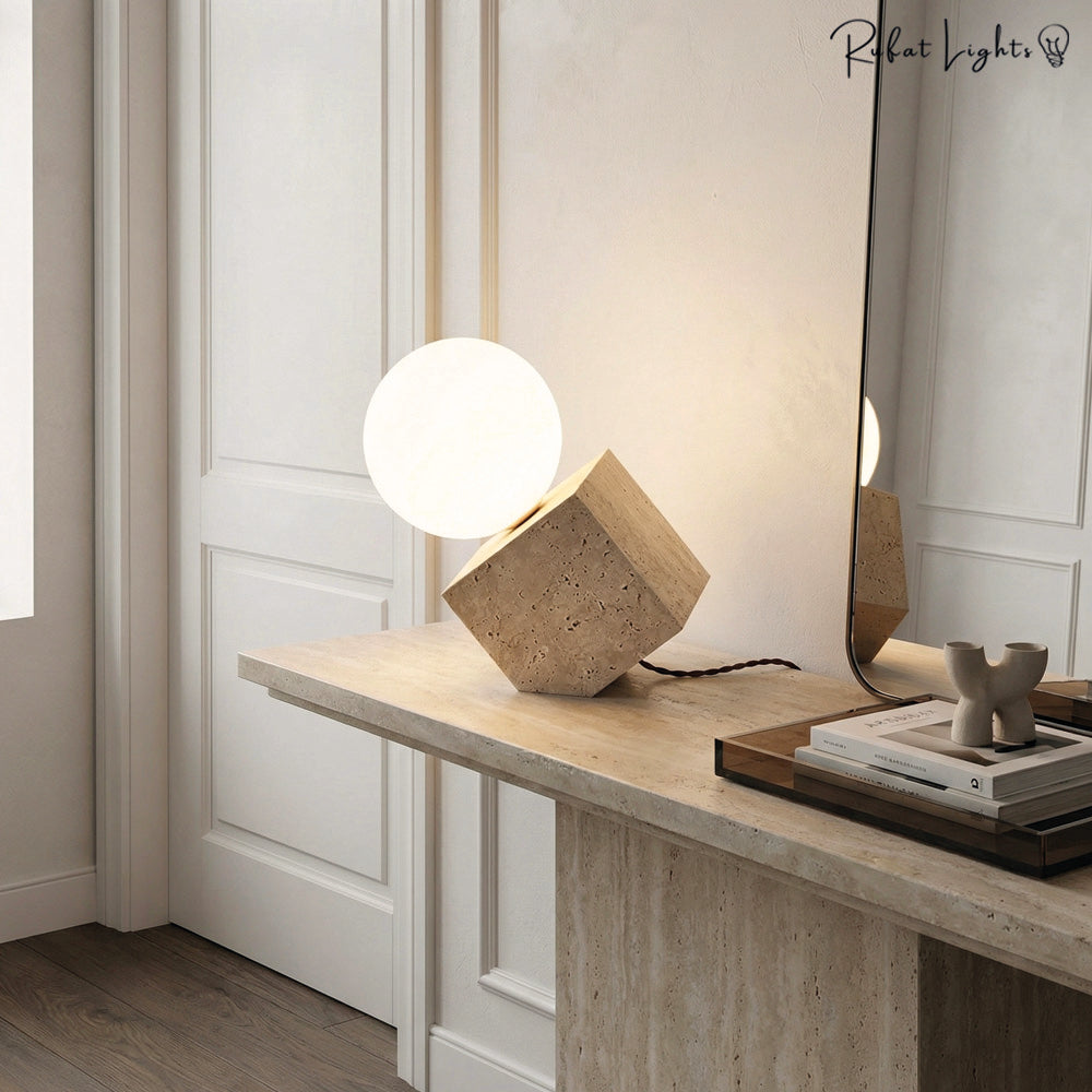Modern Travertine Table Lamp