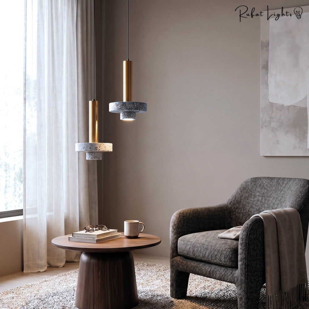 Natural Marble Stone Aluminum Pendant Light