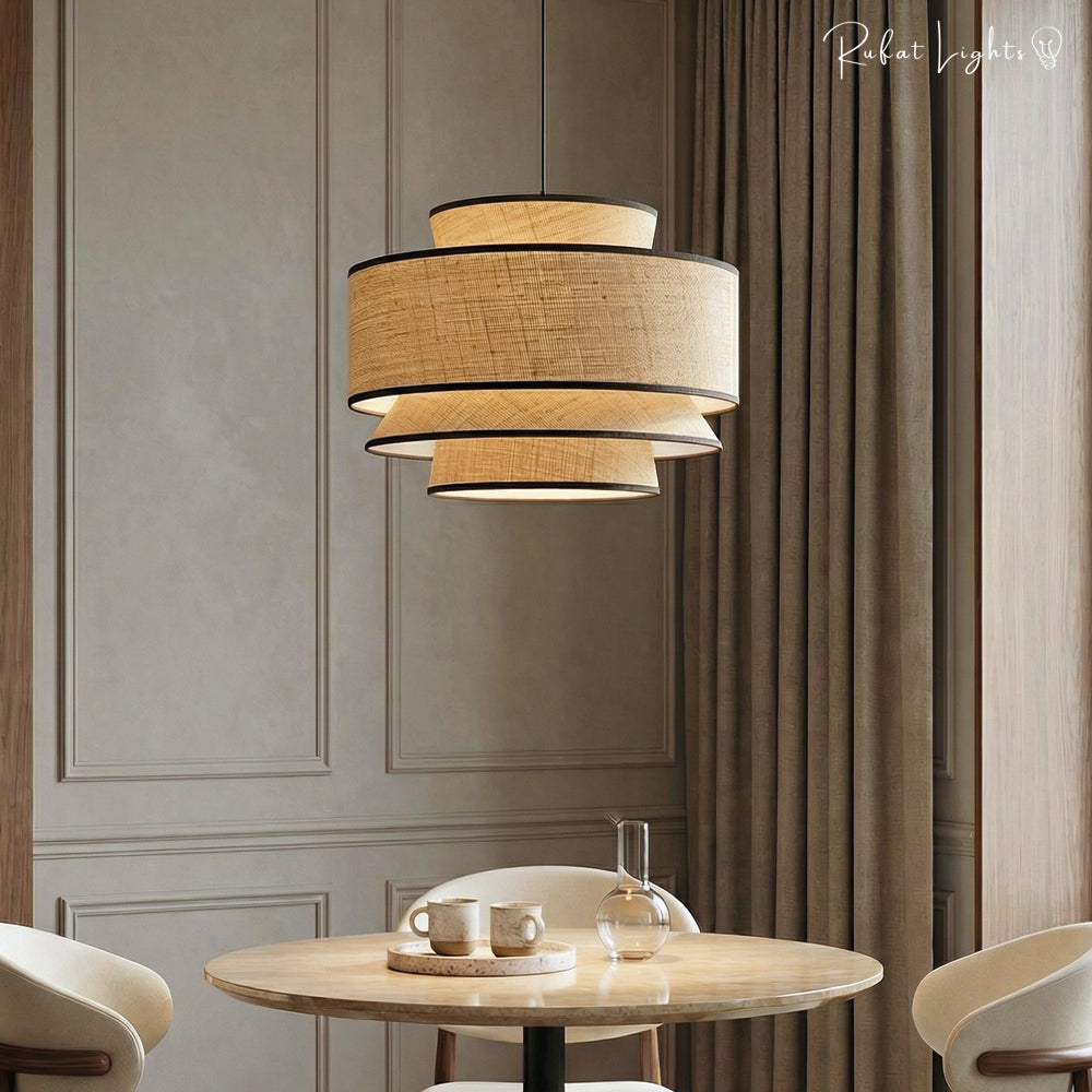 Contemporary LED Rattan Pendant Lights