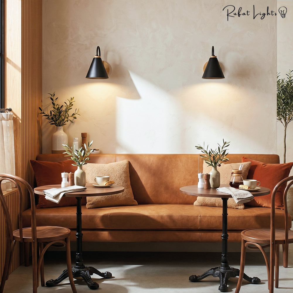 Wooden LED Curved Iron Wall Lamp