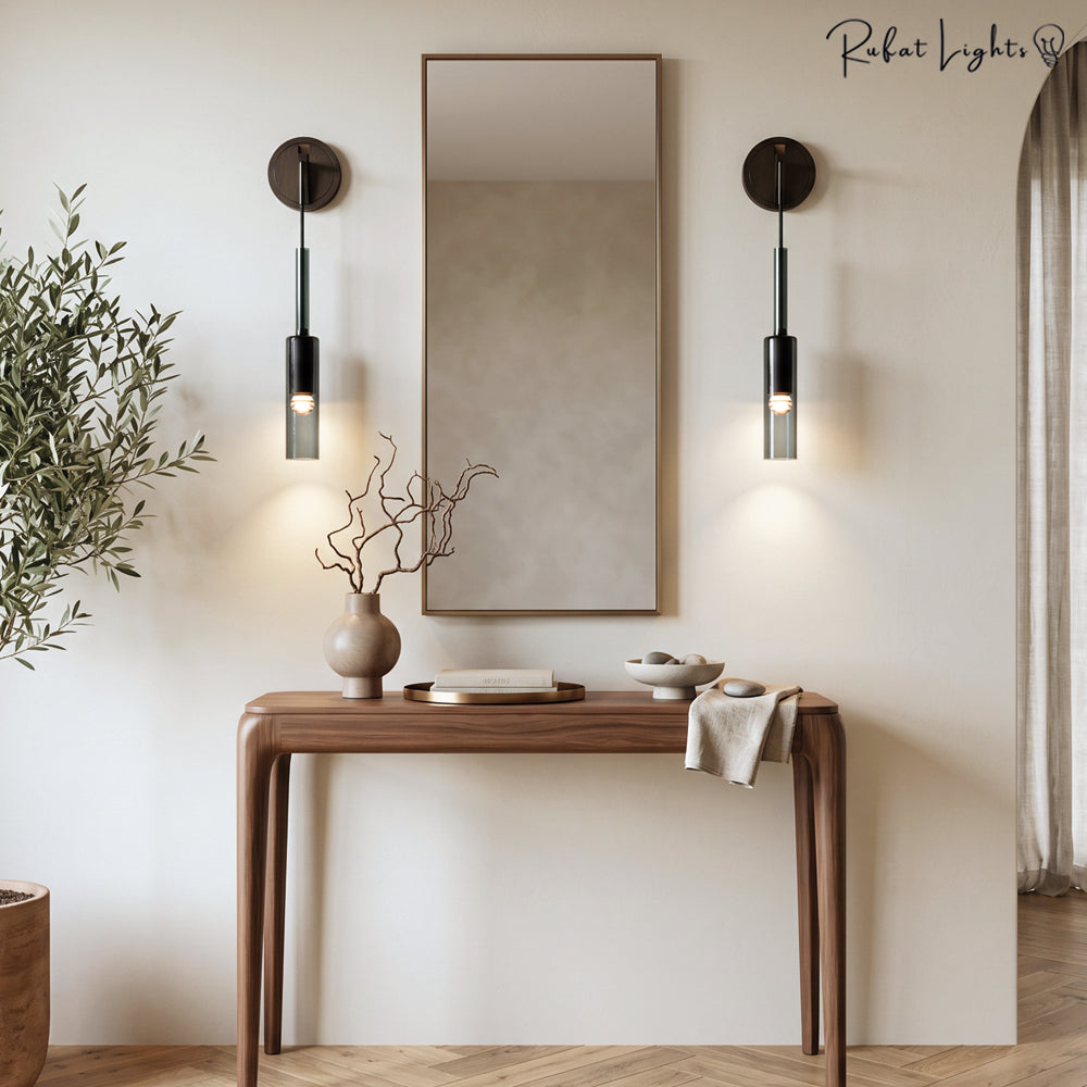 Luxury Tube Smoked Glass Wall Lamp