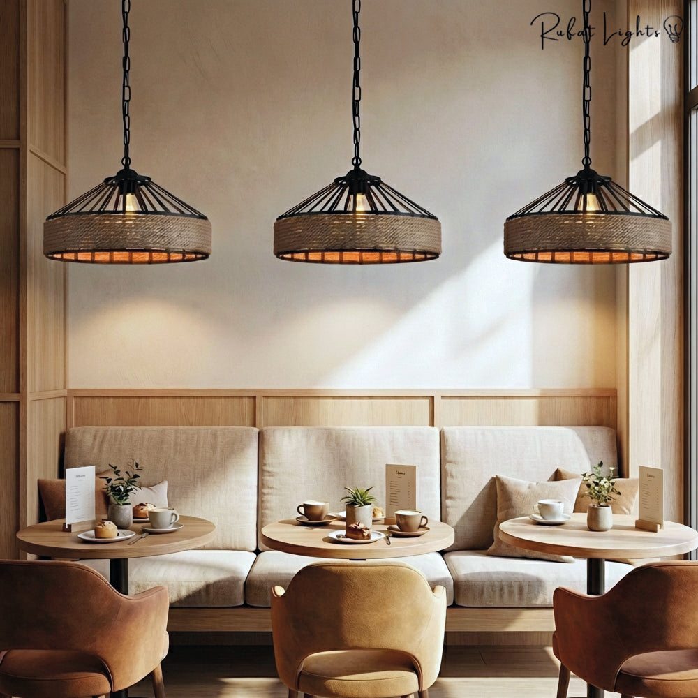 Iron Hand Braiding Rope Pendant Light