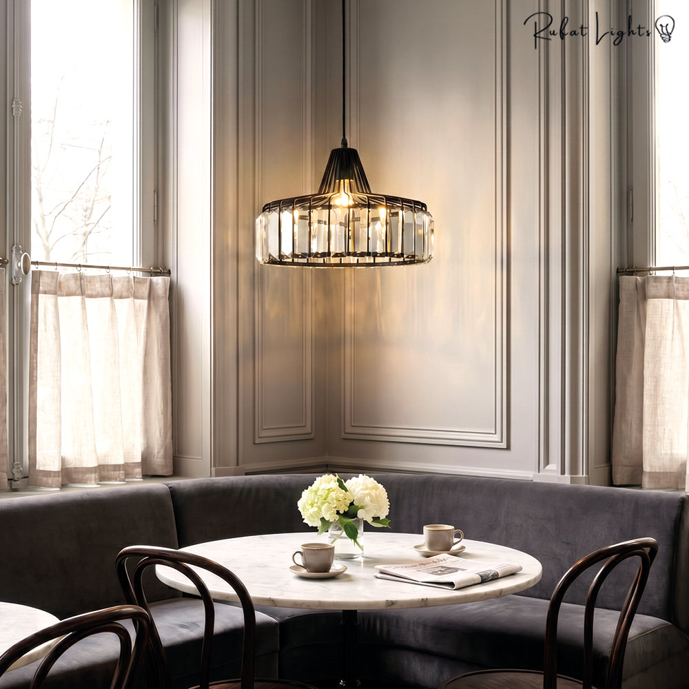Contemporary Circular Crystal Pendant Light