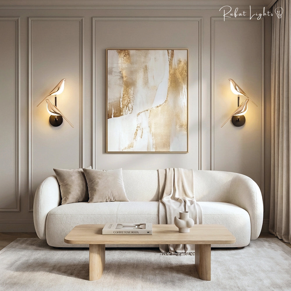 Nordic Magpie Art Design Golden Bird Wall Lights